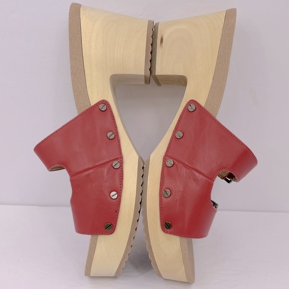 Dr Scholl’s SHOES, ORIGINAL VIBE PLATFORM, HEELED SLIDE SANDALS, RED LEATHER 10M - Picture 10 of 16